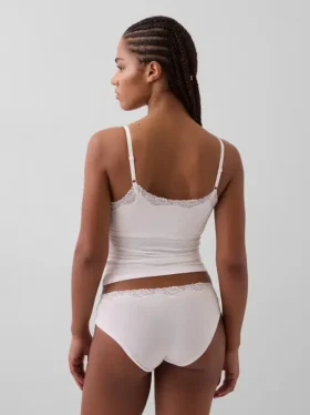 Organic Stretch Cotton Lace-Trim Shelf-Bra Cami
