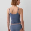 Organic Stretch Cotton Lace-Trim Shelf-Bra Cami