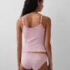 Organic Stretch Cotton Lace-Trim Shelf-Bra Cami