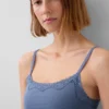 Organic Stretch Cotton Lace-Trim Shelf-Bra Cami