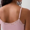 Organic Stretch Cotton Lace-Trim Shelf-Bra Cami