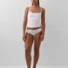 Organic Stretch Cotton Lace-Trim Shelf-Bra Cami