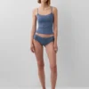 Organic Stretch Cotton Lace-Trim Shelf-Bra Cami