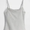 Organic Stretch Cotton Lace-Trim Shelf-Bra Cami