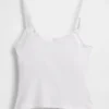 Organic Stretch Cotton Lace-Trim Shelf-Bra Cami