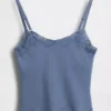 Organic Stretch Cotton Lace-Trim Shelf-Bra Cami