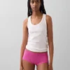 Organic Stretch Cotton Lace-Trim Shorty