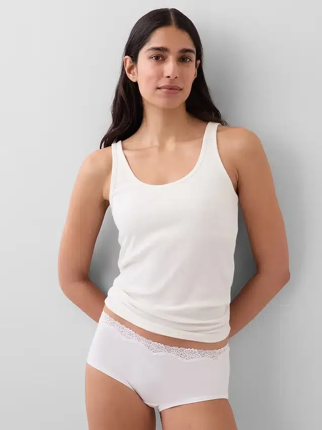 Organic Stretch Cotton Lace-Trim Shorty