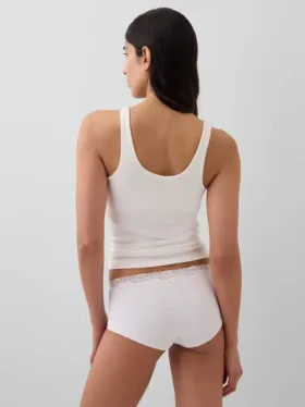 Organic Stretch Cotton Lace-Trim Shorty