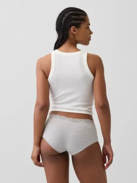 Organic Stretch Cotton Lace-Trim Shorty