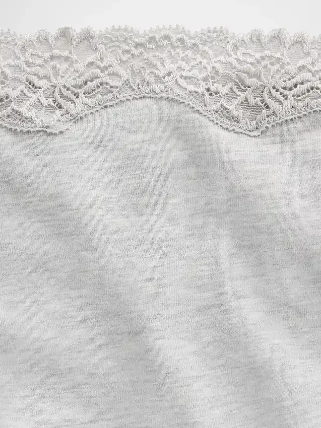 Organic Stretch Cotton Lace-Trim Shorty