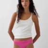 Organic Stretch Cotton Lace-Trim Thong