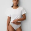 Organic Stretch Cotton Lace-Trim Thong