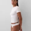 Organic Stretch Cotton Lace-Trim Thong