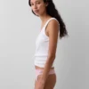 Organic Stretch Cotton Lace-Trim Thong