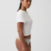 Organic Stretch Cotton Lace-Trim Thong