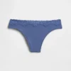 Organic Stretch Cotton Lace-Trim Thong