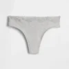 Organic Stretch Cotton Lace-Trim Thong