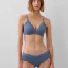Organic Stretch Cotton Lace-Trim Triangle Bra