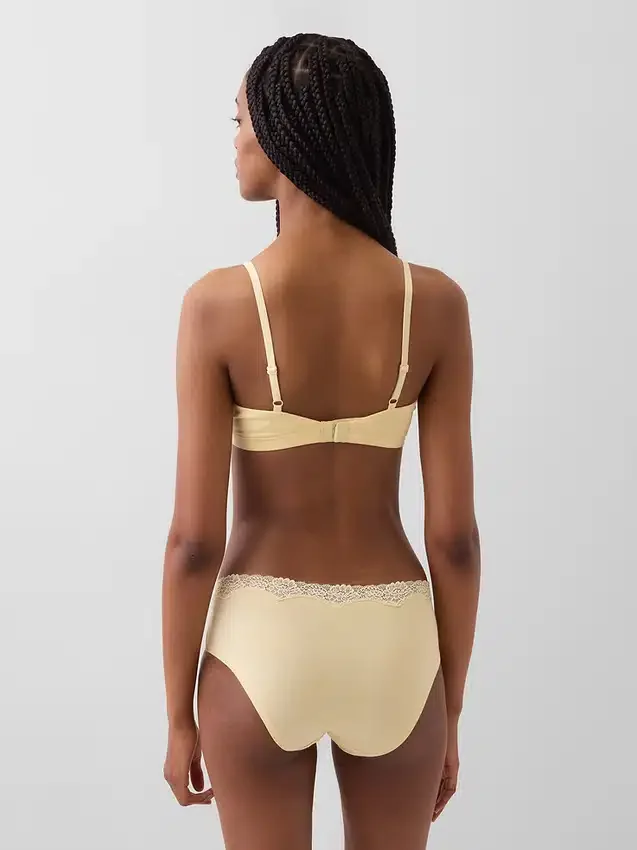 Organic Stretch Cotton Lace-Trim Triangle Bra