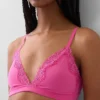 Organic Stretch Cotton Lace-Trim Triangle Bra