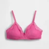 Organic Stretch Cotton Lace-Trim Triangle Bra