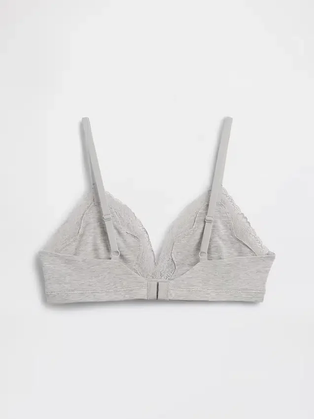 Organic Stretch Cotton Lace-Trim Triangle Bra
