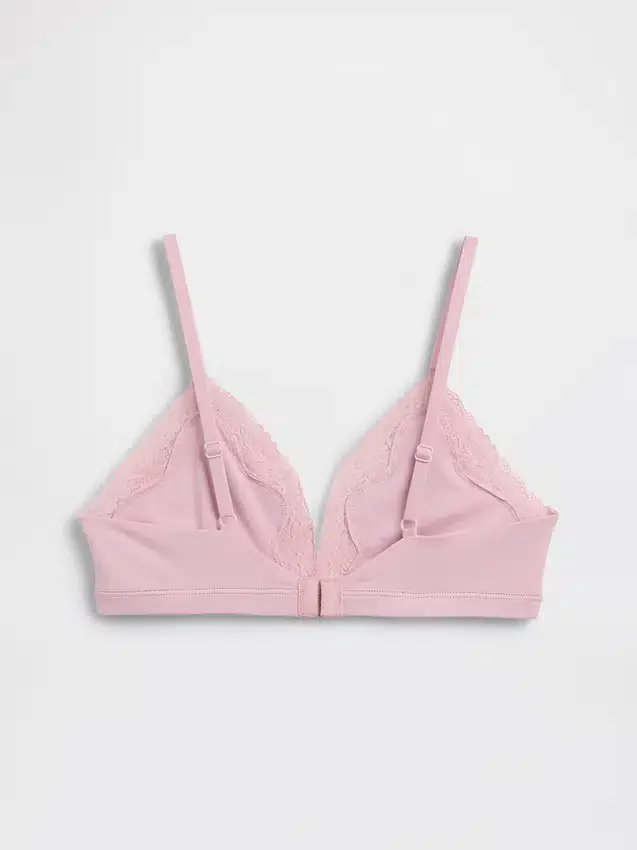 Organic Stretch Cotton Lace-Trim Triangle Bra