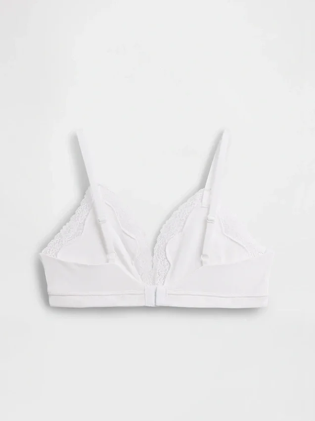 Organic Stretch Cotton Lace-Trim Triangle Bra
