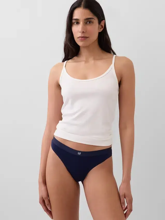 Organic Stretch Cotton Logo Thong