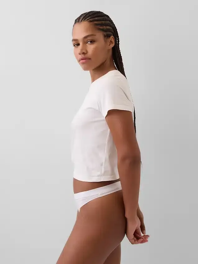 Organic Stretch Cotton Logo Thong