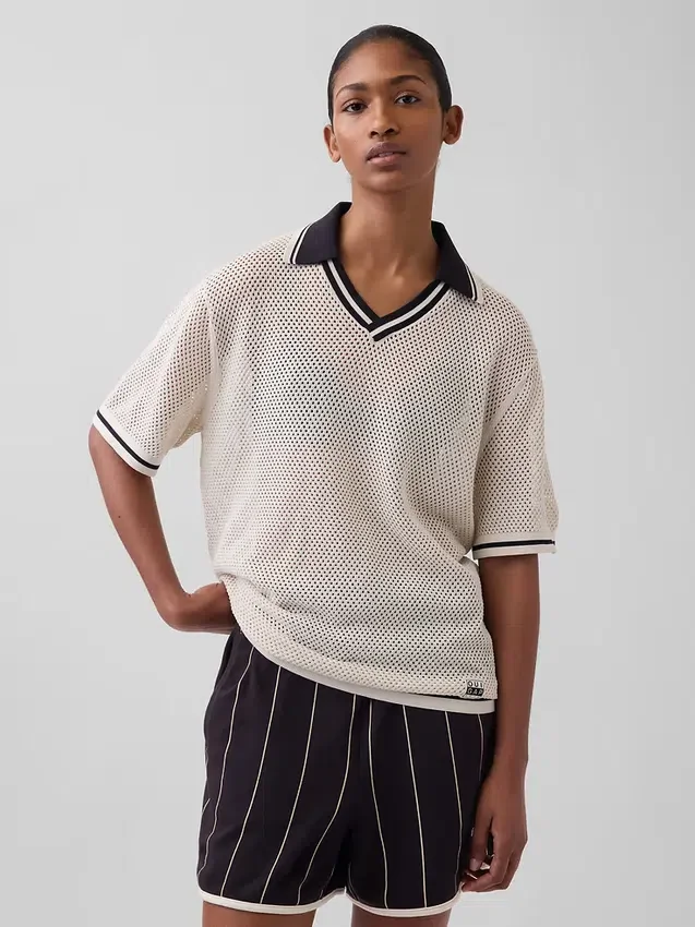Ouigap Mesh Polo Sweater
