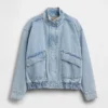 Oversized Denim Bomber Jacket