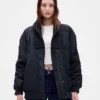 Oversized Knit-Trim Bomber Jacket