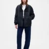 Oversized Knit-Trim Bomber Jacket