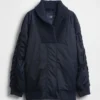 Oversized Knit-Trim Bomber Jacket