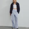 Oversized Knit-Trim Bomber Jacket