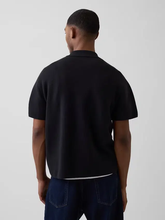 Oversized Quarter-Zip Pocket Polo Sweater