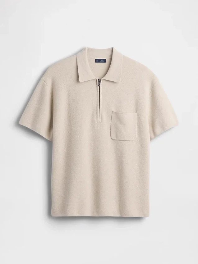Oversized Quarter-Zip Pocket Polo Sweater