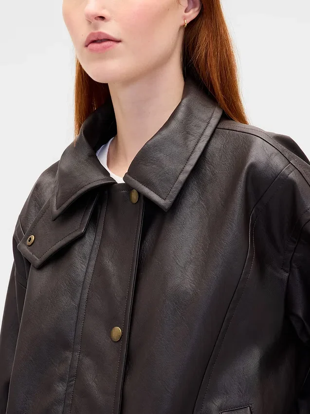 Oversized Vegan Leather Jacket