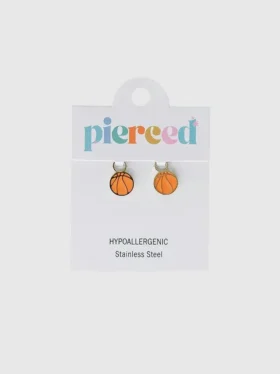Pierced Co Basketball Charm for Huggie Earrings