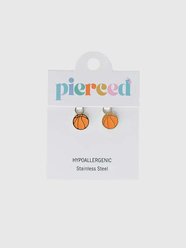 Pierced Co Basketball Charm for Huggie Earrings