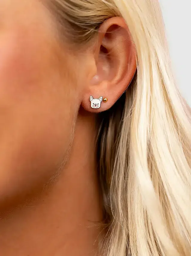 Pierced Co Dog Screwback Earrings