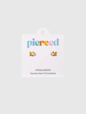Pierced Co Goldfish Screwback Earrings
