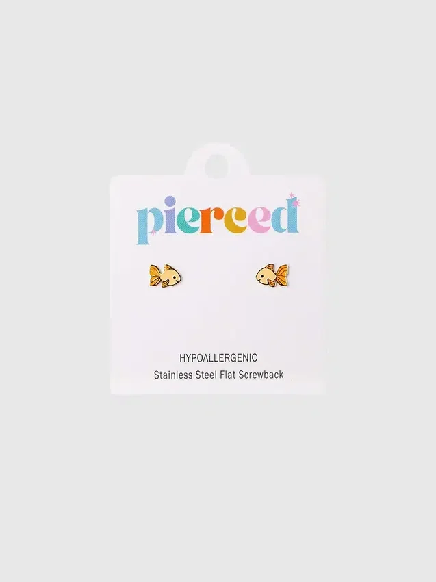Pierced Co Goldfish Screwback Earrings