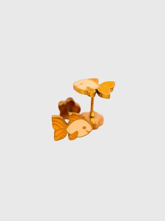 Pierced Co Goldfish Screwback Earrings