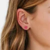 Pierced Co Hot Pink Flower Screwback Earrings
