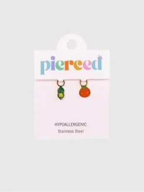 Pierced Co Pea Pod / Tomato Charms for Huggie Earrings