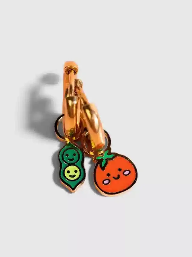 Pierced Co Pea Pod / Tomato Charms for Huggie Earrings