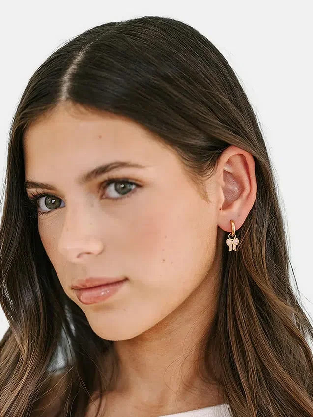 Pierced Co Pink Bow Charm for Huggie Earrings